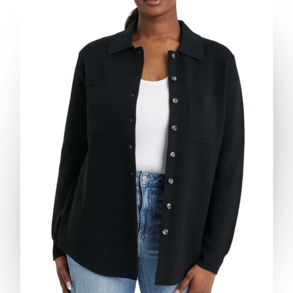Como Vintage Black Knit Shacket - Black